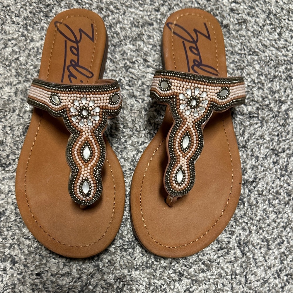 Zodiac Brown Beaded Women's Sandals